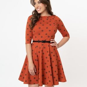 Unique Vintage Stephanie Flare Dress Pumpkin Patch XL